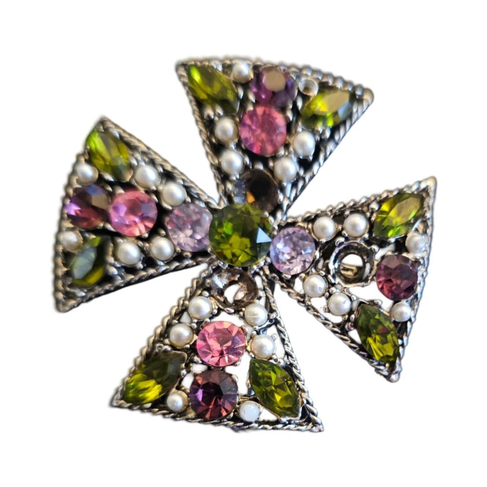 Vintage Maltese Cross Figural Brooch